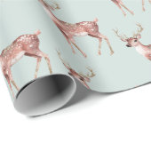Papier Cadeau Sage Green Christmas Deer (Coin rond)