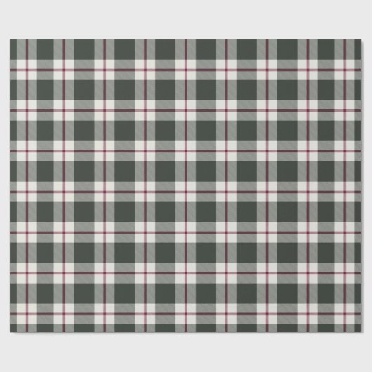 Papier Cadeau Sage Green et Berry Red Plaid Noël Holiday (Plat)