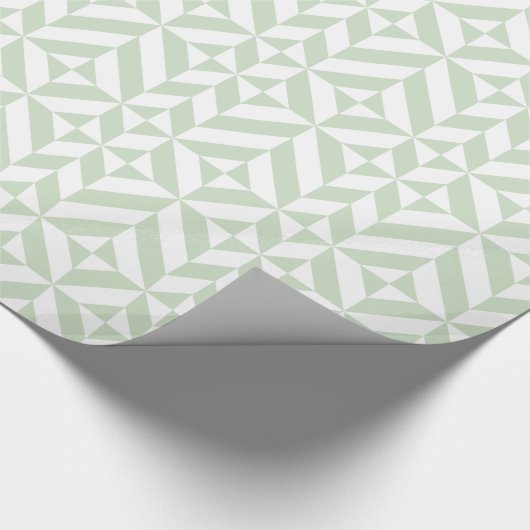 Papier Cadeau Sage Green Geometric Deco Cube Pattern (Coin)