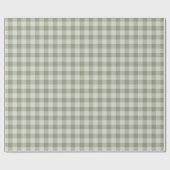 Papier Cadeau Sage Green Gingham Buffalo Check Linen Texture (Plat)