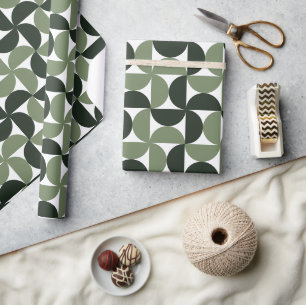 Papier Cadeau Sage Green Mid Century Motif moderne