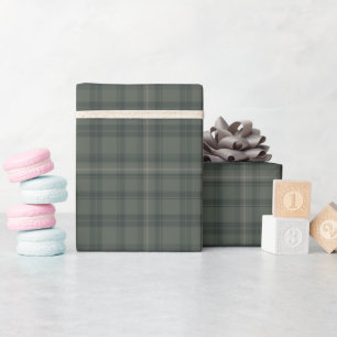 Papier Cadeau Sage Green Plaid Valentine's Ferme moderne