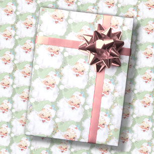 Papier Cadeau Sage Green Vintage Winking Père Noël cadeau de N