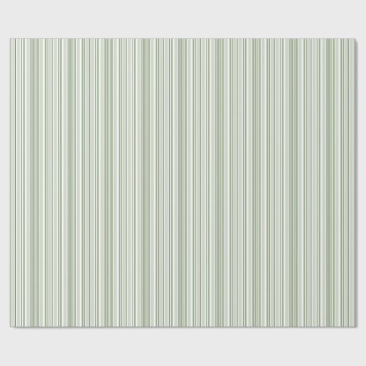 Papier Cadeau Sage (light, medium, dark) and White Stripes (Plat)