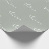 Papier Cadeau Sage moderne Personnalisé Pastel Nom de script (Coin)