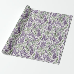 Papier Cadeau Sage romantique français et motif floral lilas