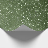 Papier Cadeau Sage Rustique Green & Galaxy Stars Falling Snow (Coin)