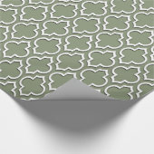 Papier Cadeau Sage Vert Blanc XL Quatrefoil Marocain #7DS (Coin)
