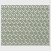 Papier Cadeau Sage Vert Blanc XL Quatrefoil Marocain #7DS (Plat)