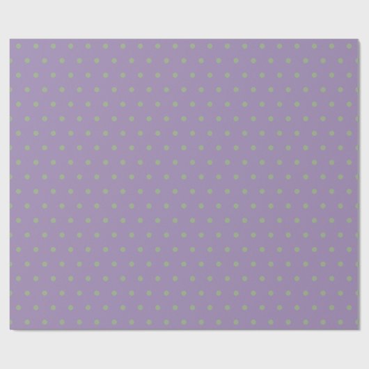 Papier Cadeau Sage Vert Couleur Simple Pois tendance violet (Plat)