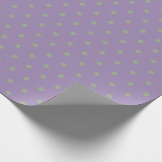 Papier Cadeau Sage Vert Couleur Simple Pois tendance violet (Coin)