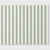 Papier Cadeau Sage Vert et Blanc Bandes verticales (Plat)