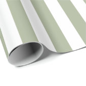 Papier Cadeau Sage Vert et Blanc Bandes verticales (Coin rond)
