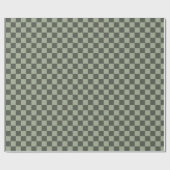 Papier Cadeau Sage Vert Foncé Damier Damassé À Carreaux (Plat)
