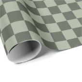 Papier Cadeau Sage Vert Foncé Damier Damassé À Carreaux (Coin rond)