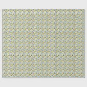 Papier Cadeau Sage Vert Jaune Floral Bébé et Mariage (Plat)