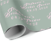 Papier Cadeau Sage Vert Moderne Mariée Enterrement de Vie de Jeu (Coin rond)