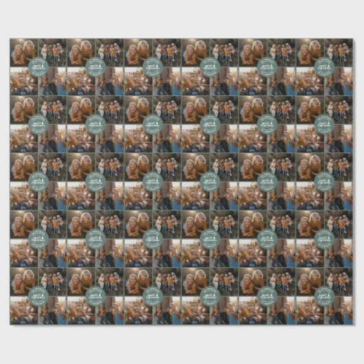 Papier Cadeau Sage vert multi photo Noël moderne minimal (Plat)