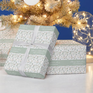 Papier Cadeau Sage vert Noël moderne cadeau botanique minimal mo