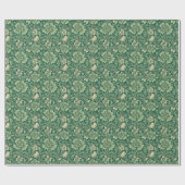Papier Cadeau Sage Vert Vintage motif floral (Plat)