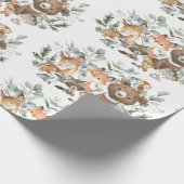 Papier Cadeau Sage Whimsical Green Forêt Animaux (Coin)