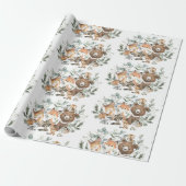Papier Cadeau Sage Whimsical Green Forêt Animaux (Déroulé)