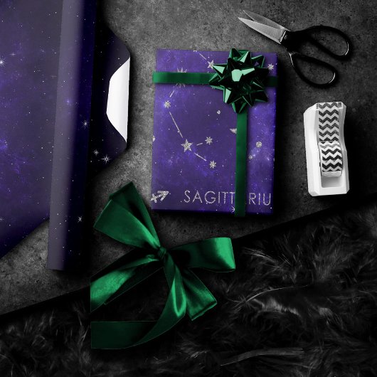 Papier Cadeau Sagittaire pourpre zodiaque | Horoscope astrologiq