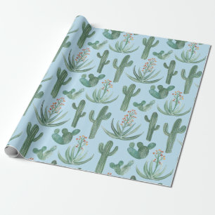 Papier Cadeau Saguaro Cactus Désert Aloe bleu Plante