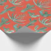 Papier Cadeau Saguaro Cactus Désert Aloe Plante Noël Rouge (Coin)