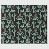 Papier Cadeau Saguaro Cactus Désert Aloe Plantes noir (Plat)