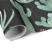 Papier Cadeau Saguaro Cactus Désert Aloe Plantes noir (Coin rond)