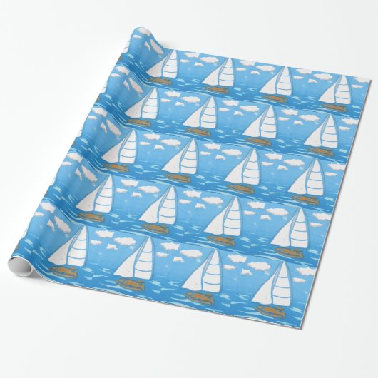 Papier Cadeau Sailboat Wrapping Paper (Déroulé)