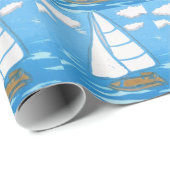 Papier Cadeau Sailboat Wrapping Paper (Coin rond)