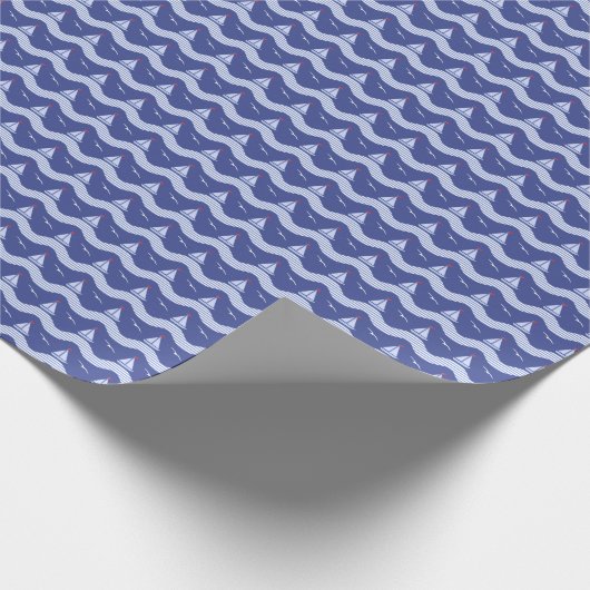 Papier Cadeau Sailboats On Striped Sea Pattern (Coin)