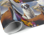 Papier Cadeau Saint Bernard à la pagaie : Une aventure Pittoresq (Coin rond)