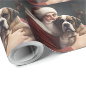 Papier Cadeau Saint Bernard avec le Père Noël Festif Noël (Coin rond)