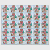 Papier Cadeau Saint Bernard Chien dans la neige Maison de Chien  (Plat)