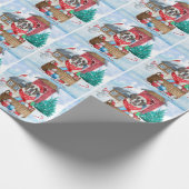 Papier Cadeau Saint Bernard Chien dans la neige Maison de Chien  (Coin)