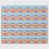 Papier Cadeau Saint Bernard Chien Saint Valentin Coeurs de camio (Plat)