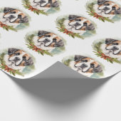 Papier Cadeau Saint Bernard Christmas Wreath Festive Pup (Coin)