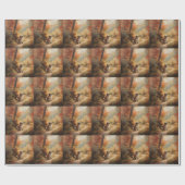 Papier Cadeau Saint Bernard en automne Feuilles Automne automne  (Plat)