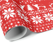 Papier Cadeau Saint Bernards Noël Motif de Noël Rouge Noël (Coin rond)
