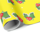 Papier Cadeau Saint de Noël sur jaune (Coin rond)