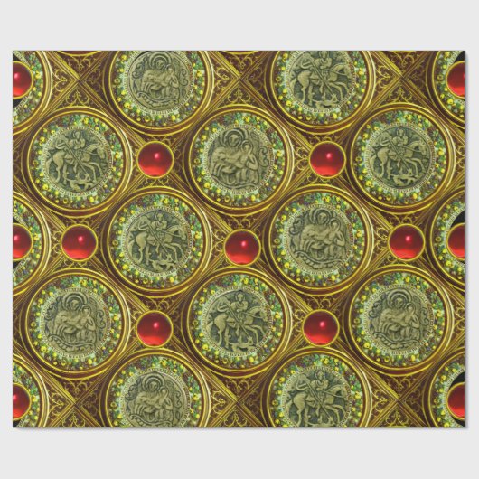 PAPIER CADEAU SAINT GEORGE, DRAGON/MADONNA ET BROUILLARD ROUGE (Plat)