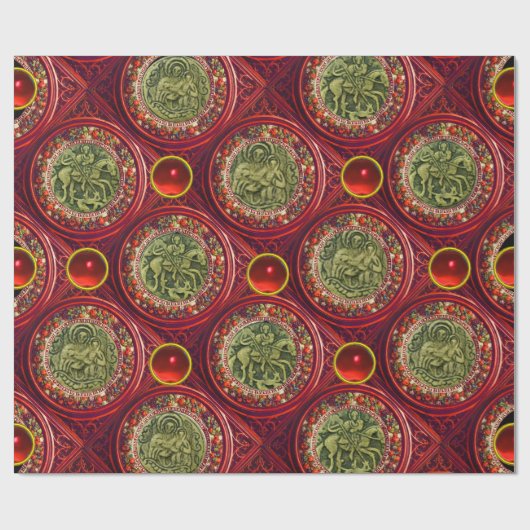 PAPIER CADEAU SAINT GEORGE, DRAGON/MADONNA ET BROUILLARD ROUGE (Plat)