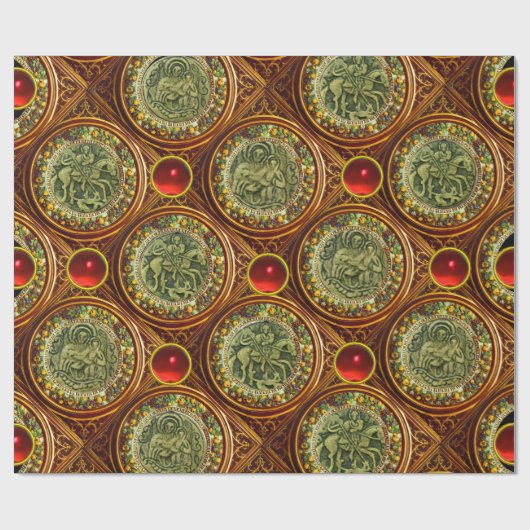 PAPIER CADEAU SAINT GEORGE, DRAGON/MADONNA ET BROUILLARD ROUGE (Plat)