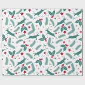 Papier Cadeau Saint Noël et motif de cerfs (Plat)