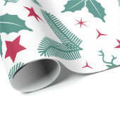 Papier Cadeau Saint Noël et motif de cerfs (Coin rond)