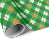Papier Cadeau Saint-Patrick irlandais coloré argyle (Coin rond)