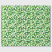 Papier Cadeau Saint-Patrick Vert Fleur à quatre feuilles Or (Plat)